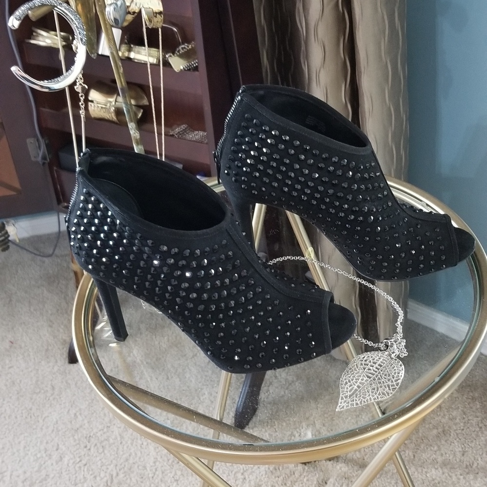 Michael Kors Black Dani open toe suede Bootie